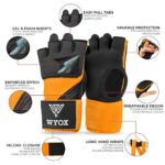 WYOX Gel Quick Hand Wraps for Boxing MMA Kickboxing – EZ-Off & On – Padded Knuckle with Wrist Wrap Protection for Men Women Youth (Orange, S-M)