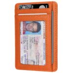 RUNBOX Slim Minimalist RFID Blocking Front Pocket Leather Wallets for Men Women Gift Box
