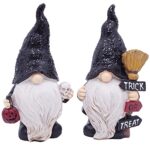 Etistta 2PCS Halloween Garden Gnomes Statue, 7 inch Polyresin Gnome Figurines Decor, Gnomes Garden Sculptures, Fall Funny Outdoor Decor Yard Patio Lawn Halloween Black Gnomes Garden Decorations