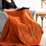 Vessia Flannel Fleece Throw Blanket(50X70 Inch, Orange), Lightweight Couch Blanket, Warm Cozy Soft Bed Blanket, Plush Microfiber Sofa Blanket for All Season