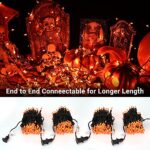 Brizled Orange Halloween Lights, 21.3ft 100-ct Incandescent Halloween String Lights Connectable, UL Certified Halloween Lights, Black Wire Mini Light Set for Halloween Tree Thanksgiving Holiday Decor