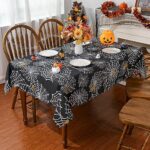 Halloween Tablecloth 60 X 104 Inch, Halloween Decorations for Home Spider Web Pattern Halloween Decor Table Cloth Seasonal Fall Decor Scallop Edge Table Cover Party Dining Table Decorations