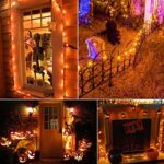Minetom Orange Lights Outdoor, 33Feet 100 Led Halloween Lights with 8 Lighting Modes for Outdoor Indoor Garden Party Christmas Xmas Tree Lights Decor (Orange)