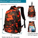 BLUEFAIRY Kids Backpack Boys Elementary School Bags Primary Kindergarten Book Bags Lightweight Sturdy Durable Travel Gifts for Teenager Child Son Mochila para niños 17Inch (Camouflage Orange)