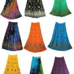 ShakDeco Indian Women Crinkle Skirt Long Tie dye Skirt Indian Falda Rock, Kjol Boho, Women Ethic Hippi Skirt (Orange)