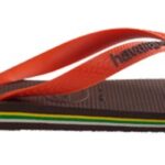 Havaianas Women’s Brazil Logo Flip Flop Sandal, Dark Brown/Orange, 11/12 M US