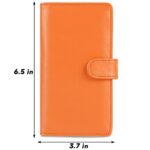 LOLOMLO PU Leather Checkbook Cover for Register Duplicate Checks, RFID Blocking Checkbook Holder, Orange, Wallet Style