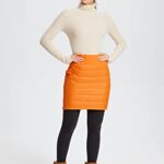 BALEAF Women’s 17″ Puffer Quilted Skirt Lightweight Insulated Warm Snow Skorts Hiking Running Golf Outdoors Orange L