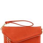 FashionPuzzle Envelope Wristlet Clutch Crossbody Bag with Chain Strap (Burnt Orange)