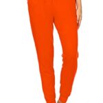 Leggings Depot Womens Relaxed fit Jogger Pants – Track Cuff Sweatpants with Pockets, Orange, Large
