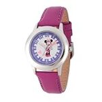 Disney Kids’ W000039 Minnie Mouse Time Teacher Stainless Steel Watch with Purple Leather Band