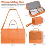 ETRONIK Weekender Overnight Bag for Women, Large Travel Duffle Bag with Shoe Compartment & Wet Pocket, Carry On Tote Bag Gym Duffel Bag with Toiletry Bag, Bag for Hospital 4 Pcs Set, Orange