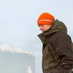 Geyoga 2 Pieces Adult Reflective Knit Beanie Hats Warm Winter Hats Headwear for Work Running (Fluorescent Orange)
