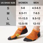 CelerSport 6 Pack Men’s Running Ankle Socks with Cushion, Low Cut Athletic Tab Socks, Orange, Large