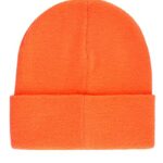 Levi’s Classic Warm Winter Knit Beanie Hat Cap Fleece Lined for Men and Women Beanie Hat, Neon Orange Solid, One Size