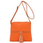 DELUXITY Lightweight Medium Crossbody Bag with Tassel (Orange)