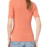 Amazon Essentials Women’s Slim-Fit Half Sleeve Square Neck T-Shirt, Rust Orange, Large