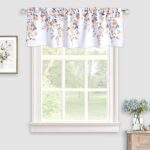 Inselnwald Weeping Flowers Valance Curtain for Windows?Floral Short Curtains Valance for Bathroom Kitchen Rod Pocket 52 by 16 Inches Orange and Gray