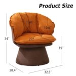 INZOY Swivel Accent Chair Swivel Barrel Chair, Mid Century Modern Chair for Living Room Bedroom Small Spaces, Swivel Round Chair Armless Accent Chair with Removable Padding, Orange