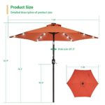 SANLUCE 18 LED Solar Patio Umbrella Outdoor 7.5ft Market Table Steel Umbrella with Tilt and Crank, Waterproof Sunshade Canopy, 6 Ribs Outdoor Umbrella for Garden Deck Backyard Pool