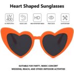 LIKSMU Heart Sunglasses for Women Trendy Cat Eye Love Shaped Sunglasses Vintage Lovely Shades Retro Cute Sun Glasses Party Favors Music Concert Orange Frame and Grey Lens