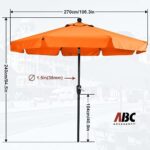 ABCCANOPY Patio Umbrella 9ft – Outdoor Table Umbrella with Push Button Tilt and Crank, 8 Ribs Umbrella for Patio Pool Garden Deck (Orange)