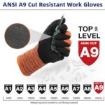 Schwer Highest Level Cut Resistant Work Gloves for Extreme Protection, ANSI A9 Working Gloves with Sandy Nitrile Coated, Touch-screen Compatible, Durable, Machine Washable, Hi- Vis Orange 2 Pairs?L?