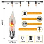 Romasaty C18 Halloween Flicker Flame String Lights, 10FT Flickering Flame Shaped Bulb Dances with a Flickering Orange Glow, 1 Watt, 120 Volt, Black Wire