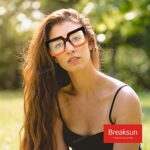 Breaksun Oversized Blue Light Glasses for Women Fashion Thick Square Computer Eyewear Non-Prescription Black Glasses (Brown Orange)