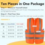 BURVAGY 3-Pack Reflective Safety Vest For Women Men – High-Visibility Safety Vest with 2in Reflective Strips for Emergency, Construction, and Safety Use-Orange XL