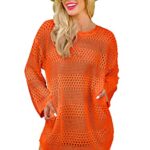 Prinbara Swim Hollow Out Mesh Sweaters Cruise Crochet Top Swimsuit Cover up for Women Sexy Beach Bikini Through Swimwear Fishnet Dress 2024 Spring Summer Beachwear Funny Clothes 9PA58-juse-S Orange