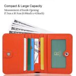 FUNTOR Small Wallets for Women, Ladies Small Compact Bifold Pocket RFID Blocking Genuine Leather Wallet for Women, Orange