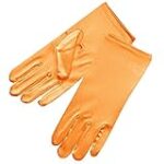 ZAZA BRIDAL Shiny Stretch Satin Dress Gloves Wrist Length 2BL-Orange