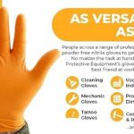 S&G Orange Nitrile Gloves | 100 Pcs | XL | Disposable Latex-Free 8Mil Thick Heavy Duty Powder-Free for Mechanics, Industrial