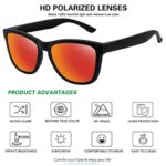 MEETSUN Polarized Sunglasses for Women Men Classic Retro Designer Style UV Protection (Black Frame/Orange Mirrored, 54)