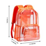 Vorspack Clear Backpack Heavy Duty PVC Transparent Backpack with Reinforced Strap & Large Capacity for College Workplace Security – Orange