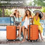 BEOW Luggage Set Clearance Lightweight Suitcases with Wheels ABS Durable Travel 3 Piece Set with TSA Lock20/24/28(Orange)
