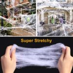 Halloween Decorations, Stretch Spider Web with 25 Fake Spiders for Indoor & Outdoor Halloween Decor