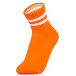 Antrop Quarter Crew Cotton Heel Tab Athletic Running Cushion 6 Pairs Socks, White, 9-12 (ORANGE)