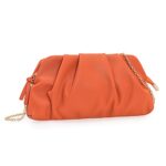 CHARMING TAILOR Chic Soft Vegan Leather Clutch Bag Dressy Pleated PU Evening Purse for Women (Burnt Orange)