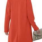 PRETTYGARDEN Women’s 2024 Fall Long Blazer Jackets Long Sleeve Lapel Pockets Loose Fit Work Casual Blazers Outerwear (Orange Red,Large)