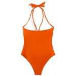SUUKSESS Women Sexy Tummy Control One Piece Swimsuits Halter Push Up Monokini Bathing Suits (Orange, L)