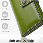 BOSTANTEN Womens Leather Wallets RFID Blocking Large Capacity Trifold Card Holder Ladies Phone Clutch Green
