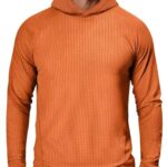 Zengjo Hooded T Shirts for Men Long Sleeve(Orange,XXL)