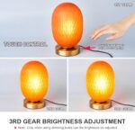 KOLTIME Modern Globe Glass Table Lamp Mid-Century Industrial Dimmable Touch Control Desk Lights 3 Brightness Levels Glass Small Decor Nightstand Lamps for Bedroom Living Room Study (Orange)
