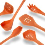 Heavy Duty Kitchen Utensils Set, 6 pc Nonstick Nylon, High Heat Resistant for Stovetop and Griddle, 6 Pieces for Cooking (Orange) by DFACKTO