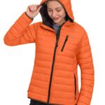 Little Donkey Andy Women’s Packable Lightweight Puffer Jacket Hooded Windproof Winter Coat with Recycled Insulation Orange XXL