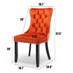 SoarFlash Velvet Dining Chairs Set of 6, Tall Back Side Chair, Modern Upholstered High-end Tufted Side Chair with Button Back Ring, Solid Wood Legs (Orange)