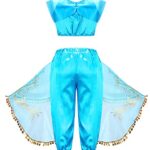 Mecamelon Arabian Princess Fancy Costume for Girls Halloween Dress Up (Wig Blue Set, 4T)
