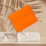 grande 3633 Genuine Leather Card Holder For Women and Men Super Slim Minimalist Small Snap Wallet (Orange)